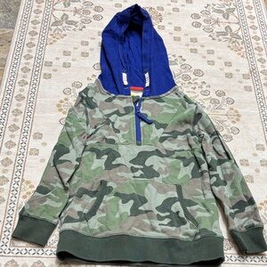 Boden Kids Camouflage Jacket with Blue Hood
